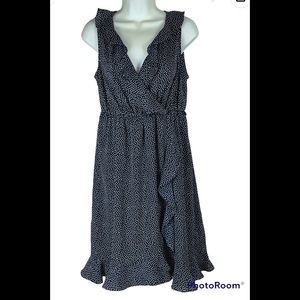 Polka-dot ruffle lightweight wrap dress with flattering front detail